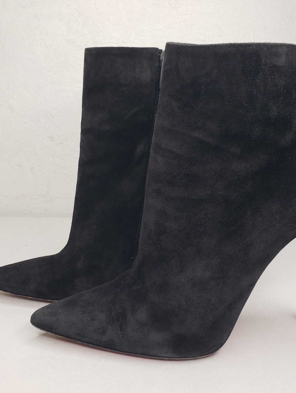 Christian Louboutin Black Suede Pointed Toe Stiletto Ankle Boots - Picture 8 of 16